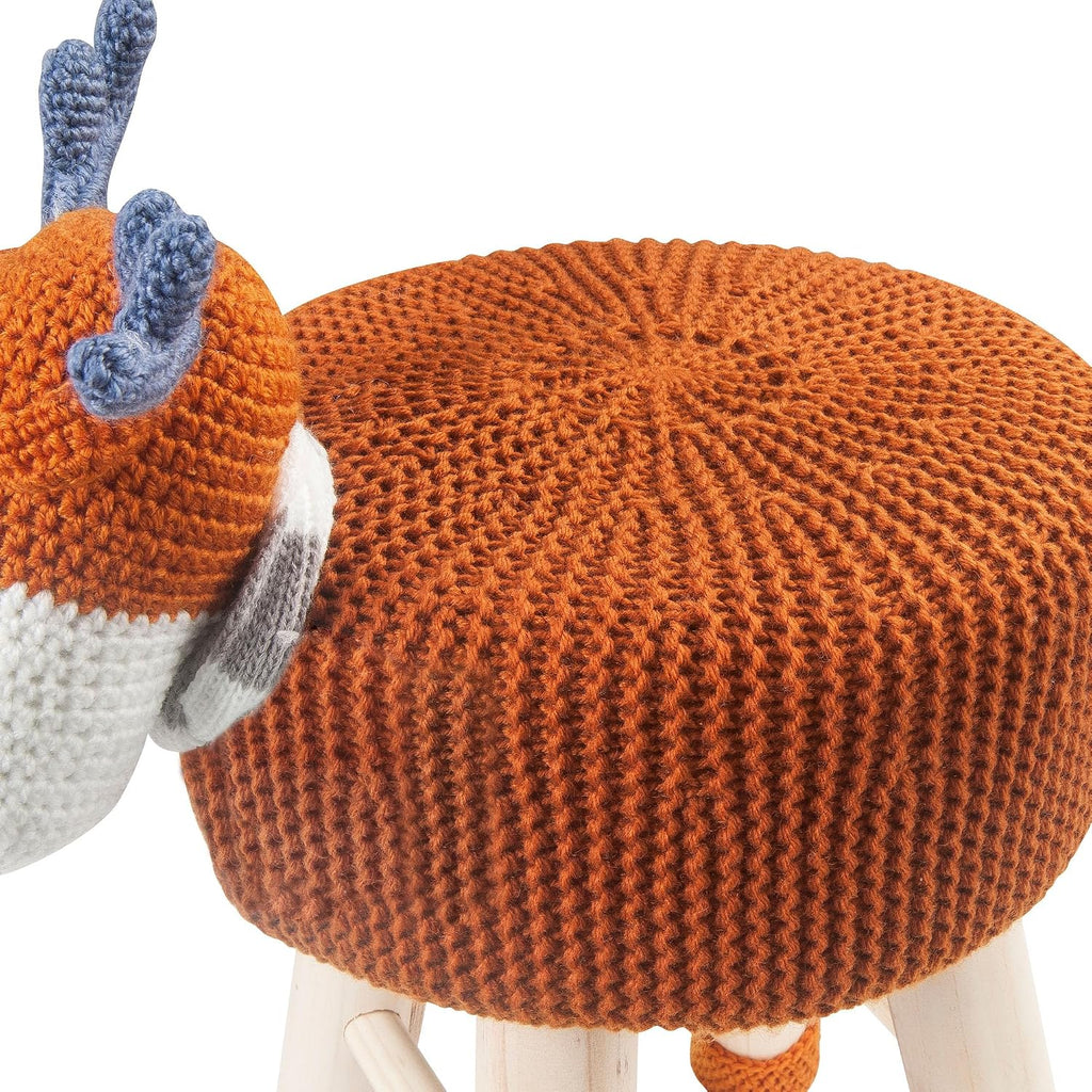 Deer Ottoman Stool, Upholstered Cute Deer Foot Stool with Wood Legs, Portable Small Seat for Playrooms Bedroom Living Rooms (Deer)