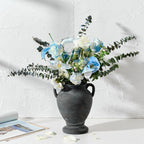 PORCER Ceramic Rustic Flower Vase with Handles, 8.36 Inch Tall Vintage Pottery Home Decor, Farmhouse Terracotta Vase for Living Room, Table, Shelf, Mantel Decoration, Farmhouse- Black Bronze