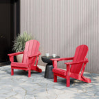 WestinTrends Malibu 2 Piece Set Outdoor Folding Poly Adirondack Chair, Red