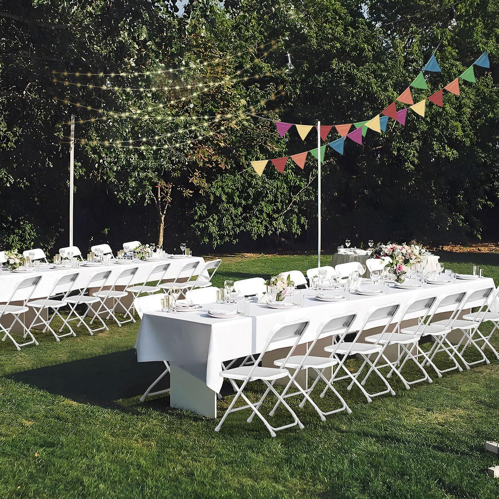 Folding Chair10 Pack,White Folding Chairs for Party Events Wedding Office Indoor Outdoor,Portable Plastic Stackable Commercial Seat with Steel Frame Capacity for 350lb