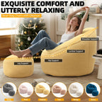 Bean Bag Chairs for Adults, Bean Bag Chair for Kids, 3.4 FT Comfy Beanbag Chair with Ottoman, Bubble Chair Corner Chair, Modern Giant Bean Bag Sofa for Living Room, Yellow