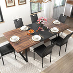 70IN Large Dining Table for 4 5 6 People,Farmhouse Kitchen Dinner Table W/Brown Wood Waterpoof Tabletop,Rectangular Family 6FT Dining Tables w/Adjustable Leg for Office Home Living Dining Room