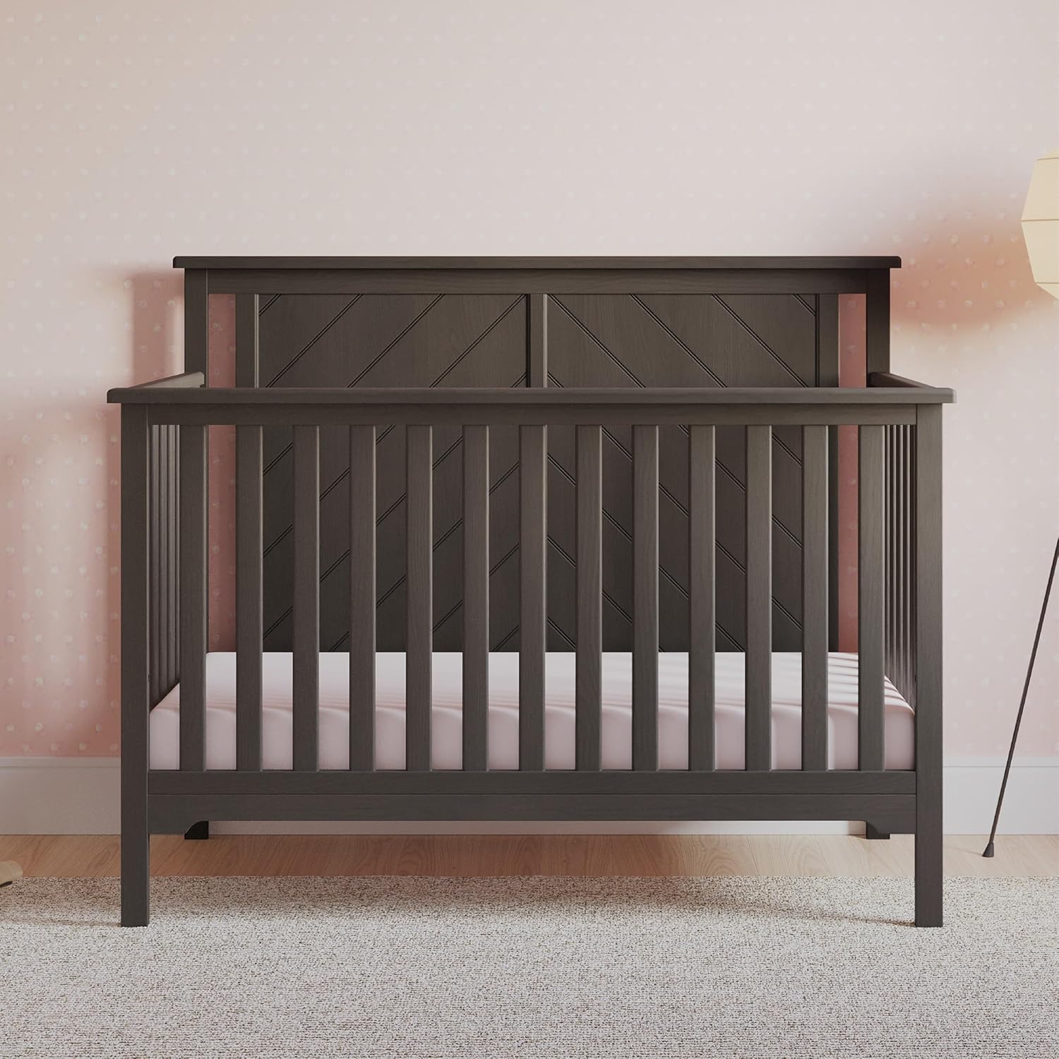 Child Craft Hampton Flat Top Crib and Changing Table Nursery Set, 2-Piece, Includes 4-in-1 Convertible Crib and Changing Table, Grows with Your Baby (Dapper Gray)