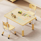 Brelley Kids Table and 2 Chairs Set, Height Adjustable Toddler Desk 31.5" L x 23.6" W and Chair Set, Graffiti Desktop, Classroom/Daycare/Home, Children Multi-Activity Table for Ages 3-8