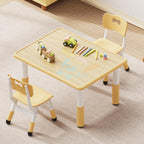 Brelley Kids Table and 2 Chairs Set, Height Adjustable Toddler Desk 31.5" L x 23.6" W and Chair Set, Graffiti Desktop, Classroom/Daycare/Home, Children Multi-Activity Table for Ages 3-8