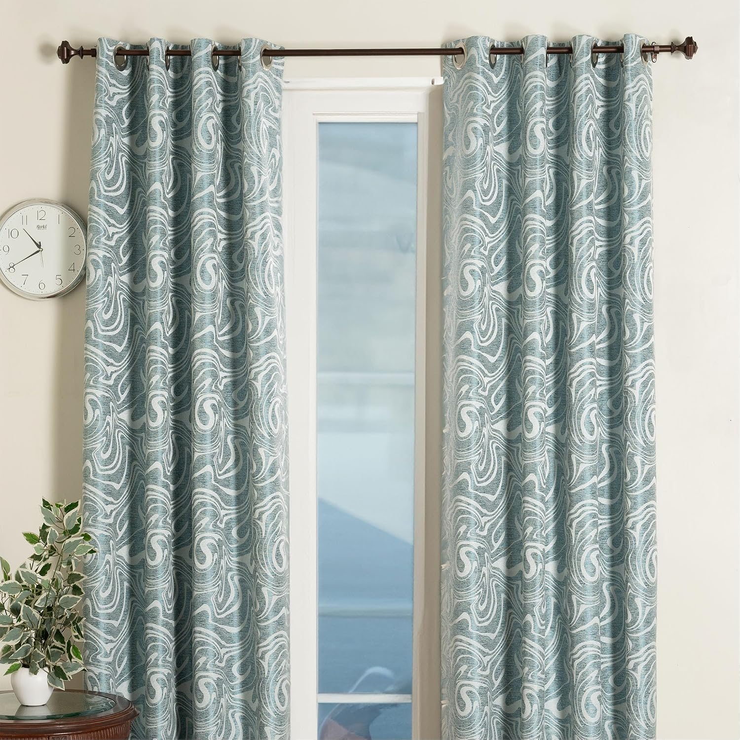 Deco Window Curtain Rods for Windows 44 – 120 Inch, 3/4 Inch Heavy Duty Extendable Metal Drapery Rod, Adjustable Curtain Rod with Decorative Hexagon Finials for Living Room Bedroom, Brown Oil Rubbed