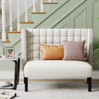 Andeworld Modern Loveseat Settee Bench Sofa Couch, Upholstered Banquette Dining Bench with Back for Dining Living Room Hallway or Entryway Seating,White