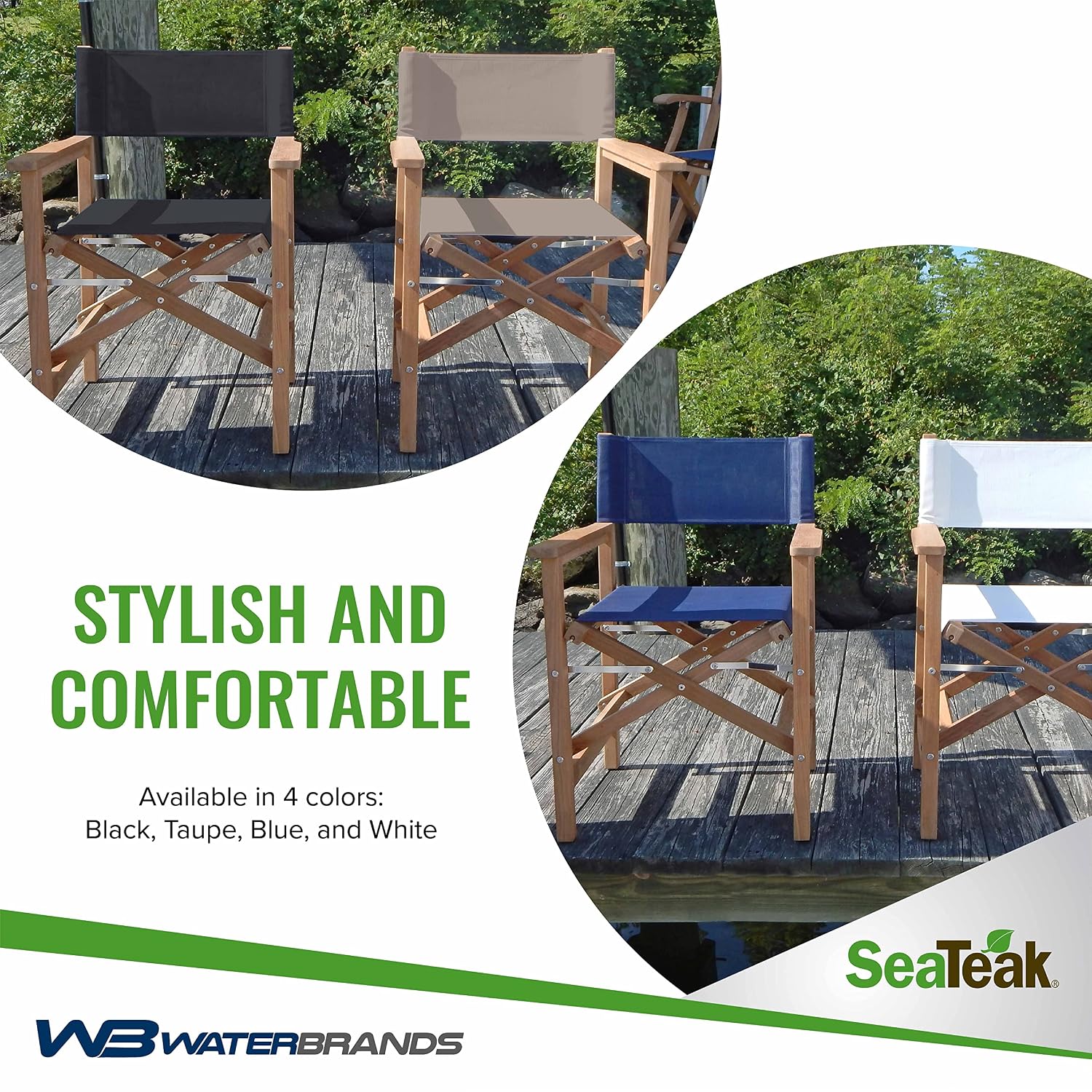 SeaTeak Director's Chair | with DURASLING Fabric Seat Cover | Foldable Director’s Chair
