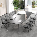 COSTWAY 6 Pack Upholstered Folding Chairs, Foldable Chair with Steel Frame and Fabric Padded Seat & Backrest for Home Office Outside Party Event, Grey & Black
