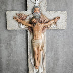 BC Catholic Holy Trinity Crucifix Wall Cross, 9.5" H Jesus Christ Inspirational Home Décor, Catholic Gifts, Religious Wall Sculpture handpainted by Buildclassic