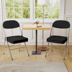 Real Relax Folding Chairs with Padded Thick Seat, Durable Corduroy Fabric, Portable Stackable Commercial Folding Office Chair with Steel Frame for Events Office Wedding Party,650LB,4 Pack,Black