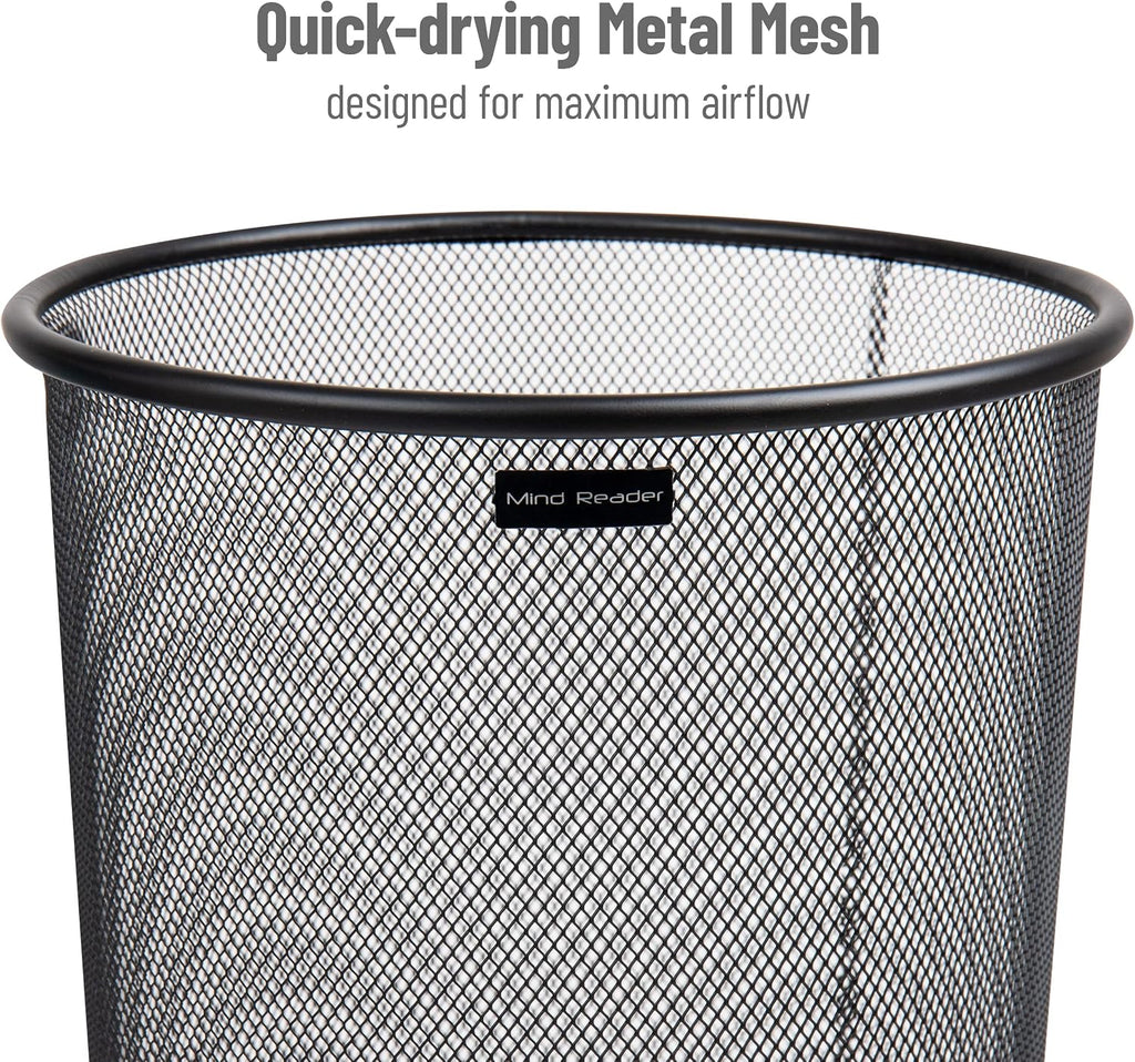 Mind Reader Umbrella Stand, Multi-Purpose Mesh Storage Stand, Organizer for Office and Entryway, Metal Mesh, Black