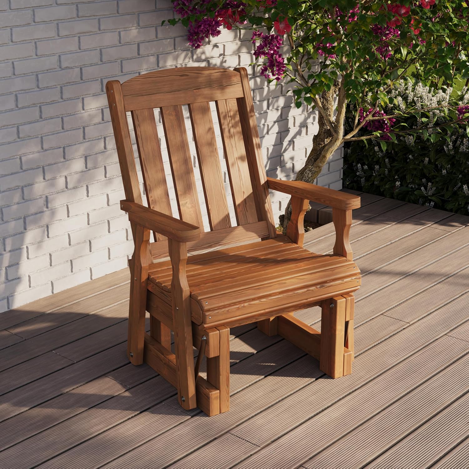 Amish Casual Heavy Duty 600 Lb Mission High Back Treated Glider Chair (Oak Stain)