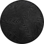 Alaterre Furniture Amos Round End Table - 20 Inch Solid Wood Fluted Nightstand with Natural Woodgrain Finish - Mid Century Modern Small Side Table for Living Room or Bedroom Furniture (Black)