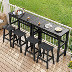 Outdoor Bar Table, 42" Weatherproof Patio Bar Height Counter Table, HIPS Material, Waterproof, for Outside, Garden, Backyard, Balcony, Poolside, Black