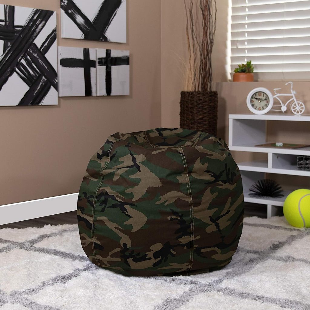 BizChair Small Camouflage Refillable Bean Bag Chair for Kids and Teens