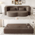 CAPCAEK 78" Folding Foam Sofa Bed,Full Size Folding Mattress Boneless Couch for Living Room,15" Seat Height Convertible Teddy Fabric Foam-Filled Loveseat Sleeper Sofa Bed (Brown)