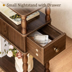 MaxSmeo Narrow Side Table, Small Nightstand with Drawer, Skinny End Table with Storage for Small Spaces, Bedroom, Living Room (Walnut Brown)