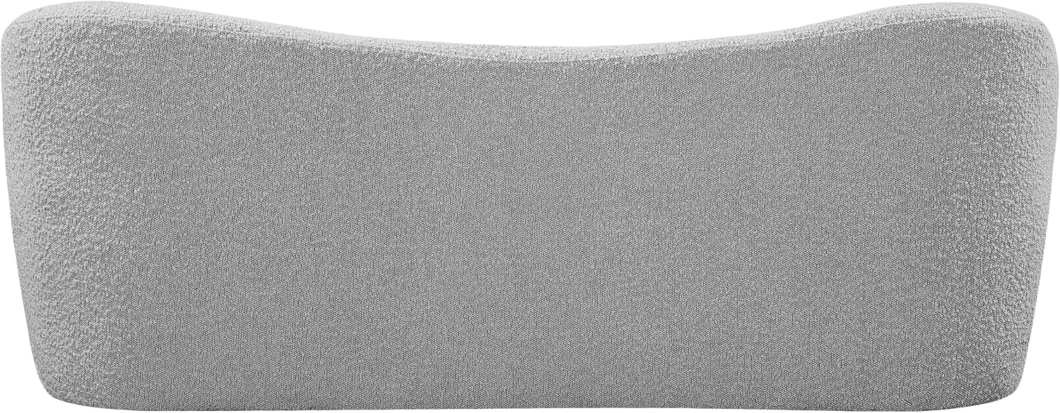 Meridian Furniture 119Grey Flair Collection Modern | Contemporary Boucle Fabric Upholstered Bench with Curved Back Design, Grey, 62" W x 23" D x 24" H
