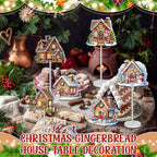 Geelin 10 Pcs Christmas Gingerbread Table Decoration Gingerbread House Decor Christmas Centerpiece for Tables Gingerbreads Theme Tabletop Gift for Xmas Holiday Desk Home Office Party Supplies Decor