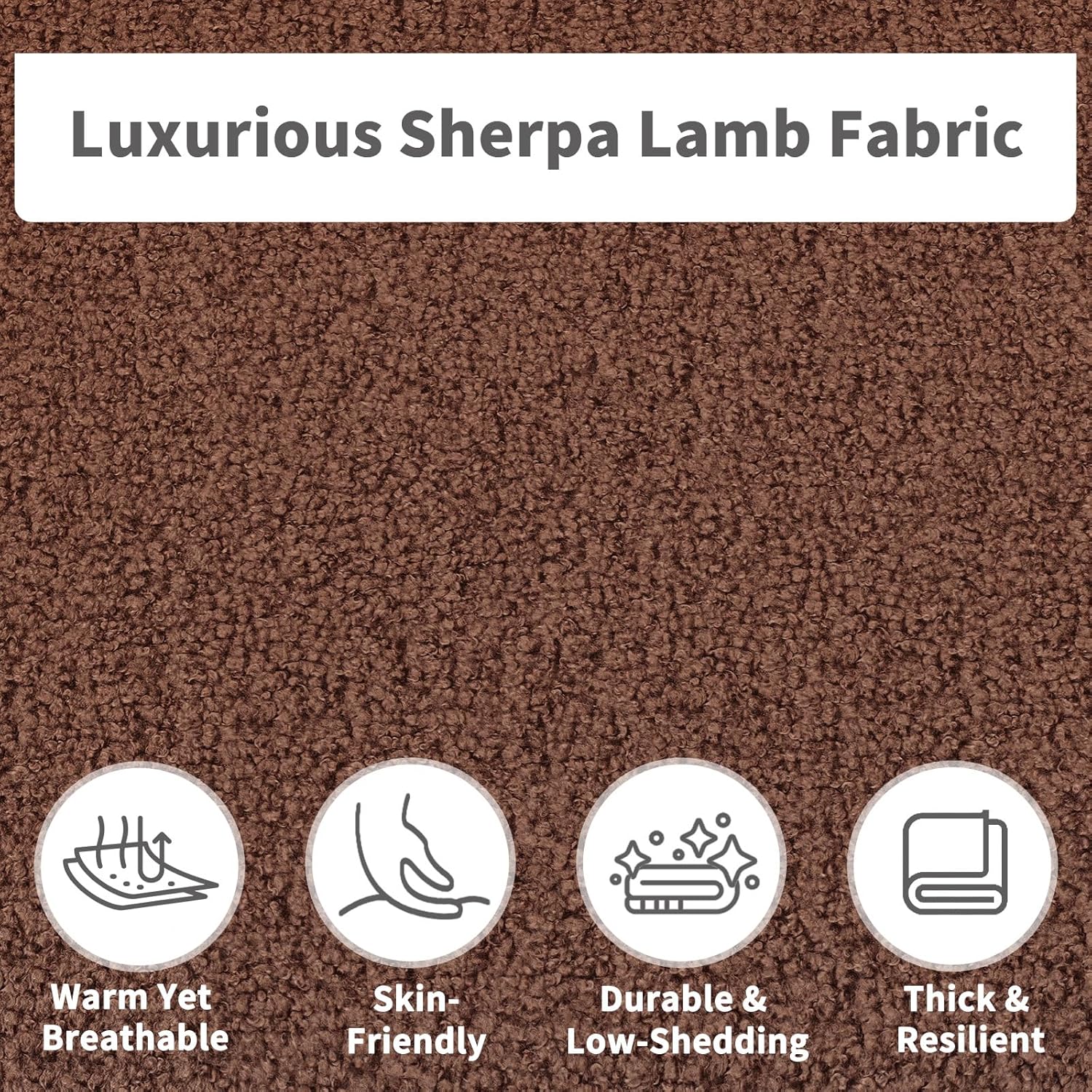 33.46" Accent Chairs Set of 2, Comfy Living Room Reading Chairs, Oversized Sherpa Lamb Lounge arm Chair with Waist Pillow for Bedroom and Living Room (Dark Brown)