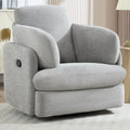 CANMOV Swivel Rocker Recliner, Manual Recliner Chair for Adults, Nursery Glider Rocking Chair with 2 Bolster Pillows and Hidden Storage, Light Grey