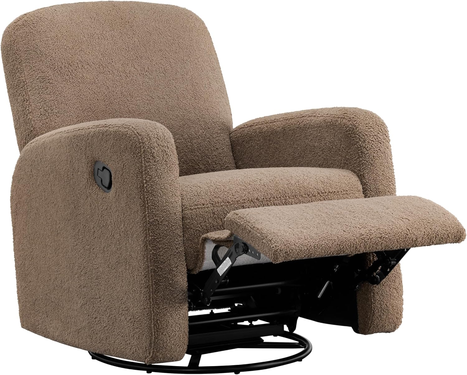 Oxford Baby Snuggly Glider Recliner Rocking Chair 360° Swivel for Nursery and Living Room - Boucle Teddy Brown