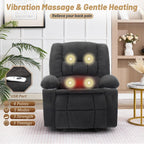Rocker Recliner Chair with Massage and Heat, Recliner Chair for Adults, Nursery Rocking Chairs for Living Room, Ergonomic Comfy Relining Chair with Cup Holders, USB Charge Port, Side Pockets, Black