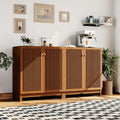 SUNBURY Fluted Cabinet with Storage, Mid Century Modern Accent Cabinet with 2 Doors, Sideboard Buffet with Adjustable Shelves for Living Room, Kitchen, Entryway