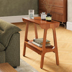 LITTLE TREE Solid Wood End Table, Small Wooden Side Table with Narrow 2-Tier Shelves, Slim End Tables for Small Spaces, Bedside Table for Bedroom,Living Room,Bathroom, Entryways (23.6" W x 11.8" D)