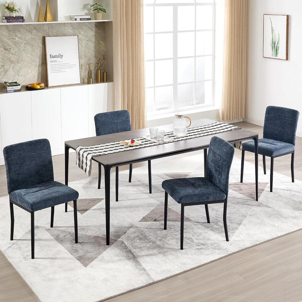 Dining Chairs Set of 4, Modern Upholstered Fabric Parsons Dining Room Chairs, Armless Kitchen Chairs with Metal Legs and Padded Seat for Living Room, Bedroom, Kitchen