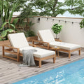 Think 30Lounge Chair Set of 2, Patio Sun Tanning Chair, Outdoor Chaise Lounger with 5-Position Reclining Back, for Pool, Balcony & Garden,Light Teak