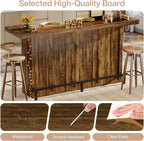 Tribesigns 4-Tier Bar Table, 70.9-Inch Large Wood Home Bar Unit with Wine Glass Holder and Black Footrest, Pub Table with Storage Shelves for Kitchen, Indoor, Brown