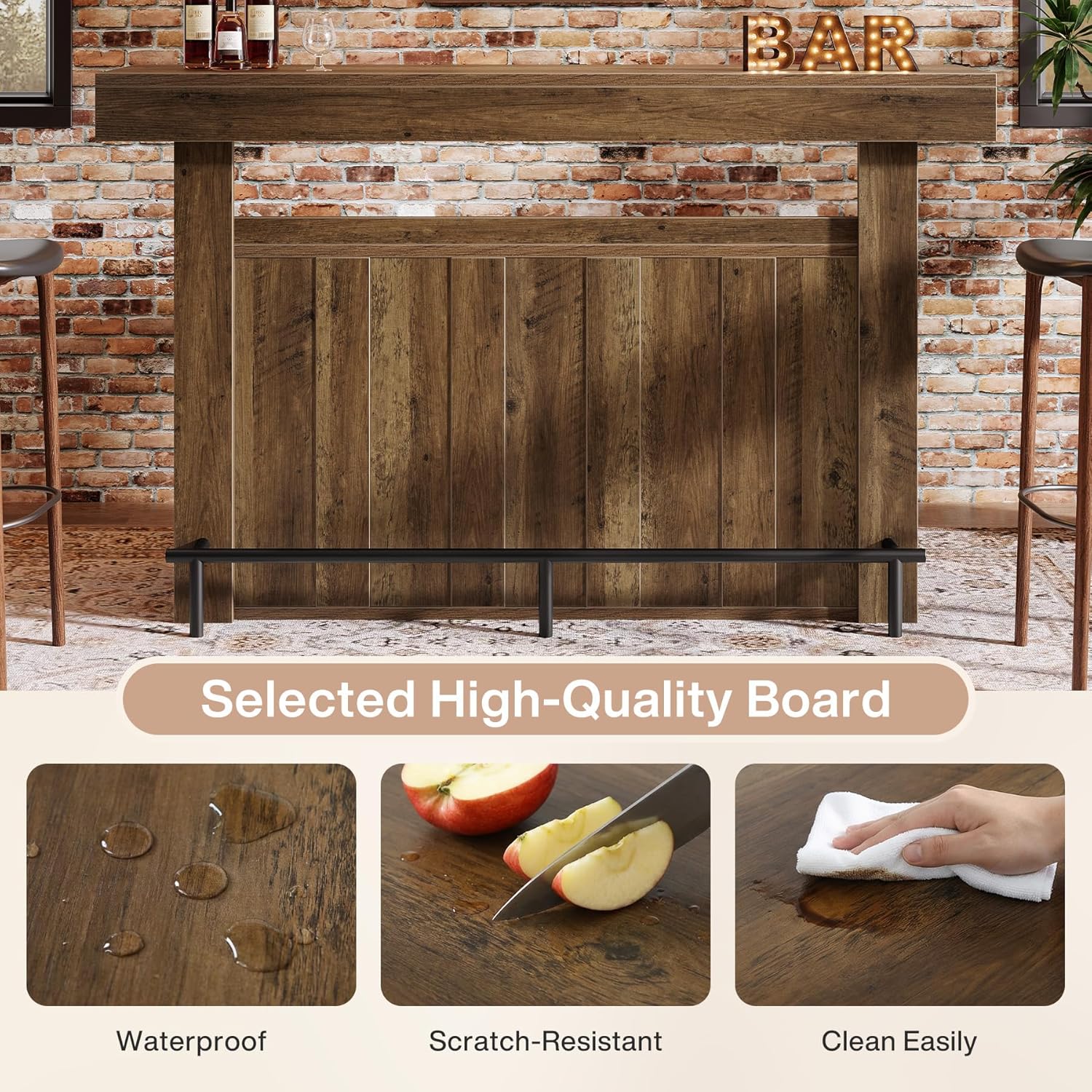 Tribesigns 63" Bar Table, 4-Tier Counter Height Pub Table with Footrest and Storage Shelves, Modern Home Bar Unit, Coffee Bar Cabinet Liquor Furniture for Kitchen, Bistro, Basement