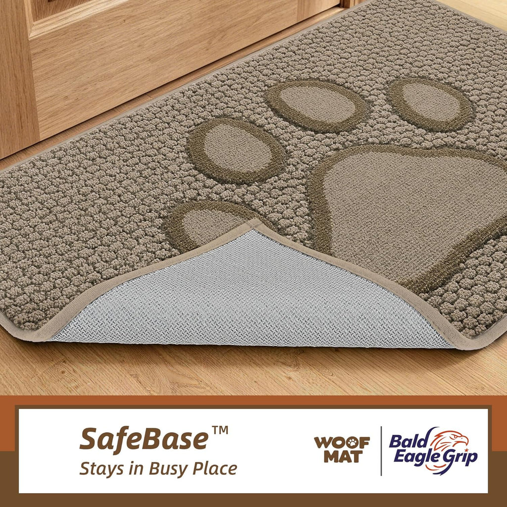Dog Paw Doormats 20''x32'' for Dirty Paws, Washable Entryway Rugs Floor Mats Dirt Trapper with TPR Backing, Absorbent Low Profile Door Mat for Front Door, Hallway, Entryways, Beige