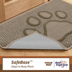 Dog Paw Doormats 20''x32'' for Dirty Paws, Washable Entryway Rugs Floor Mats Dirt Trapper with TPR Backing, Absorbent Low Profile Door Mat for Front Door, Hallway, Entryways, Beige