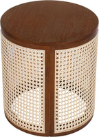 ø15.7'' Round Rattan Side Table End Table, Hollow Woven Nightstand with Lift-Off Lid Storage, Modern Framhouse Countryside Boho Circle Style for Living Room, Easy Assembly, Dark Brown