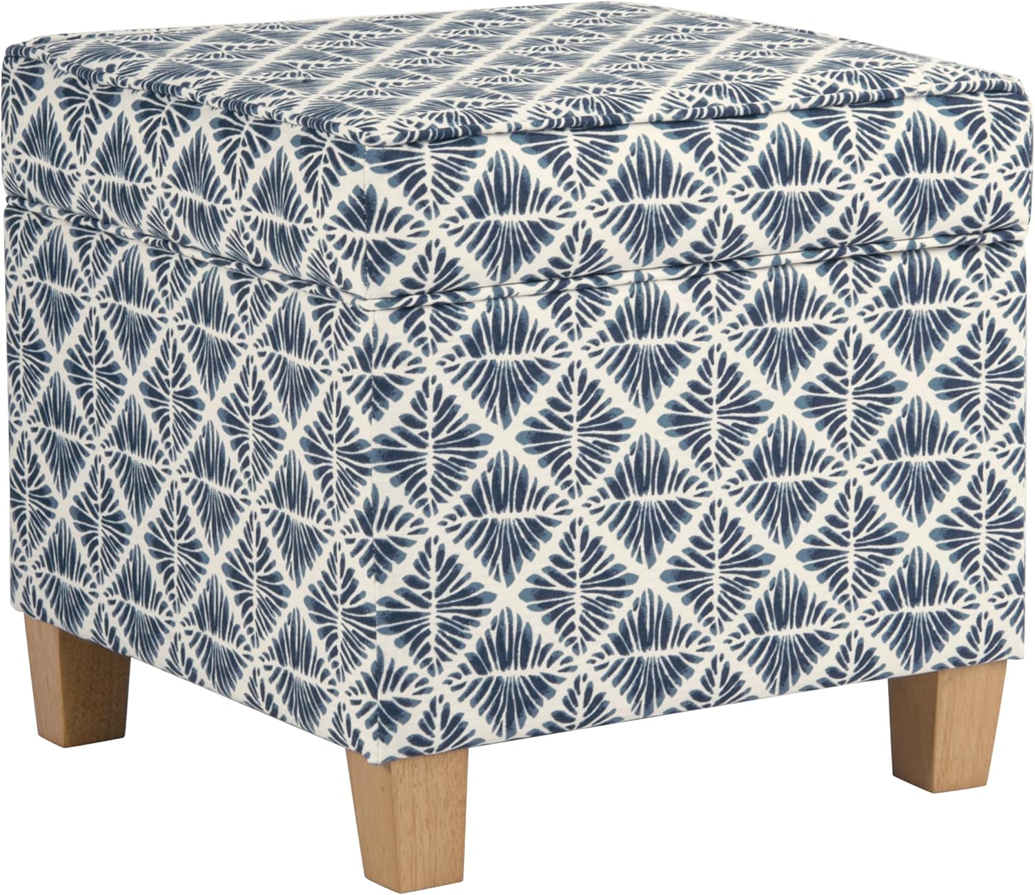 HomePop 18" Classic Square Storage Ottoman - Blue Geometric Pattern