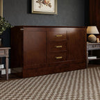 AFI, Charleston Queen Wood Murphy Bed Chest with 6" Mattress, Walnut