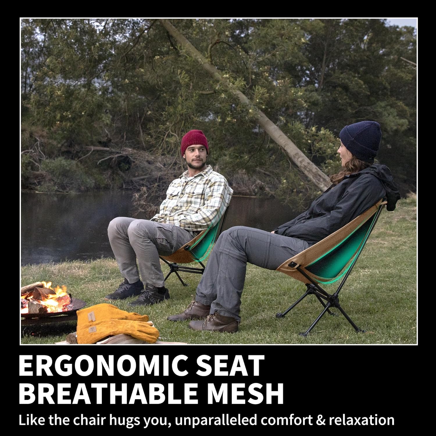 Naturehike YL08 Ultralight Camping Chair, 2.38 LBS Portable Backpacking Chair with Anti-Sinking Feet, Lightweight Compact Folding Hiking Camp Chair