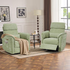MELLCOM Power Recliner Rocking Chair Nursery Gliders with Adjustable Armrests and Headrest, Swivel Electric Glider Reclining Nursing Chair with USB Port and Storage Bags, FSC Certified(Fabric, Green)