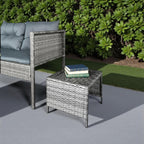 GIANGSUNNY Set of 2 Outdoor Wicker Ottomans, Patio Footstools with Cushions, Multipurpose Rattan Ottomans for Seating or Footrest, Balcony & Deck (Grey)