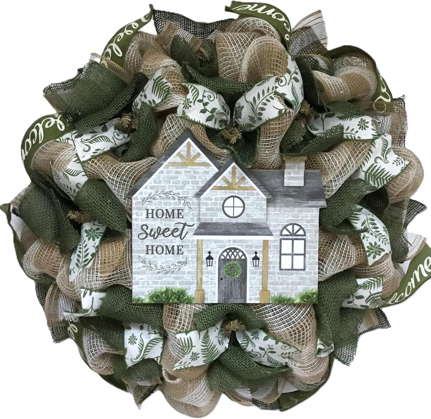 All Occasion Wreath, Luxury Handmade - Home Sweet Home Welcome” Front Door Decor, 24 or 28 Inch