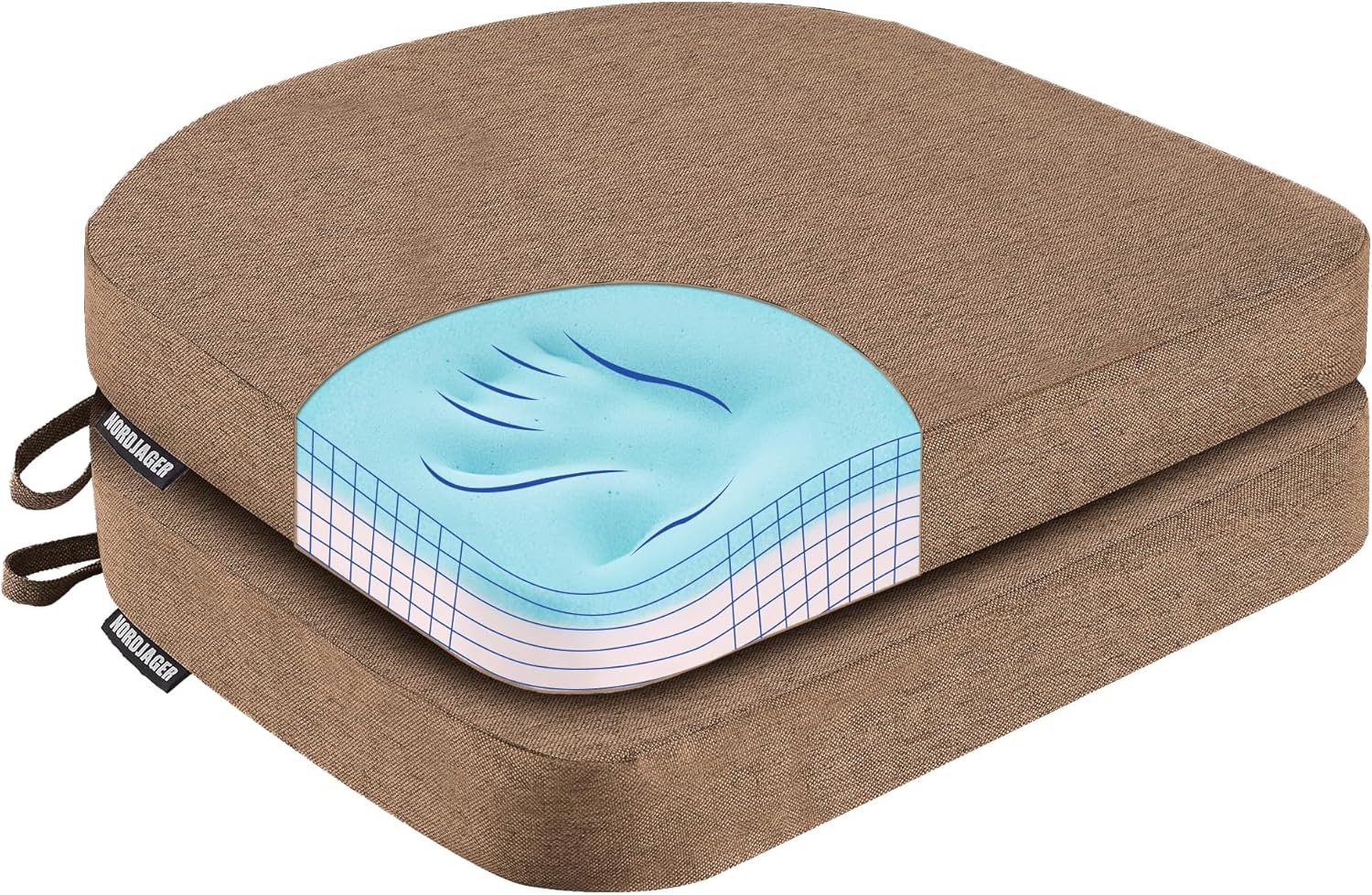 Nordjager Chair Pads for Dining Chairs, Chair Cushions 2 Piece, 17"x 16"x 2.5" Memory Foam Seat Cushions with Ties and Removable Cover