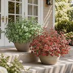 Ivydale Artificial Plants Outdoor 5 Pcs, Faux Greenery Plants Outdoor UV Resistant Silk Plants with Stems, Fake Plants for Outside Planter Front Porch Patio Pathway Decoration(Red)