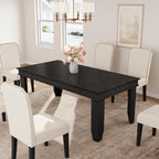 GarveeHome 7-Piece Farmhouse Dining Table Set for 6, Rectangular Wood Kitchen Table and 6 Upholstered Chairs with Padded Seats, Modern Kitchen Table with Chairs for Dining Room
