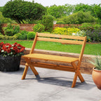 Tangkula Foldable Acacia Wood Outdoor Bench, 2-Person Patio Garden Bench with 800 lbs Capacity, Outside Loveseat Seating for Porch, Balcony, Yard & Park