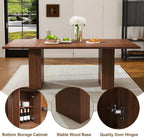 Rectangle Dining Table for 4-6, 78" Modern Dining Room Table with 2-Tier Storage Shelf Wood Rectangle Kitchen Dinner Furniture for Home, Dining Room