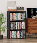DVD Storage Cabinet Shelf, 3 Tier Media Storage Tower for CDs & Video Games, Freestanding Organizer Shelf for Living Room Home Office, Holds 80+ DVDs(Black)