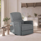 Evolur Belmont Nursery Glider Chair with Massager in Cosmic Grey, Power Recliner with 275° Swivel, Lumbar Support Modern Rocking Chair for Baby Room, Nursery & Living Room